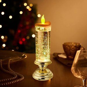 LED Christmas Candles Swirling Glitter, 7 Colors Automatic Changing USB/battery